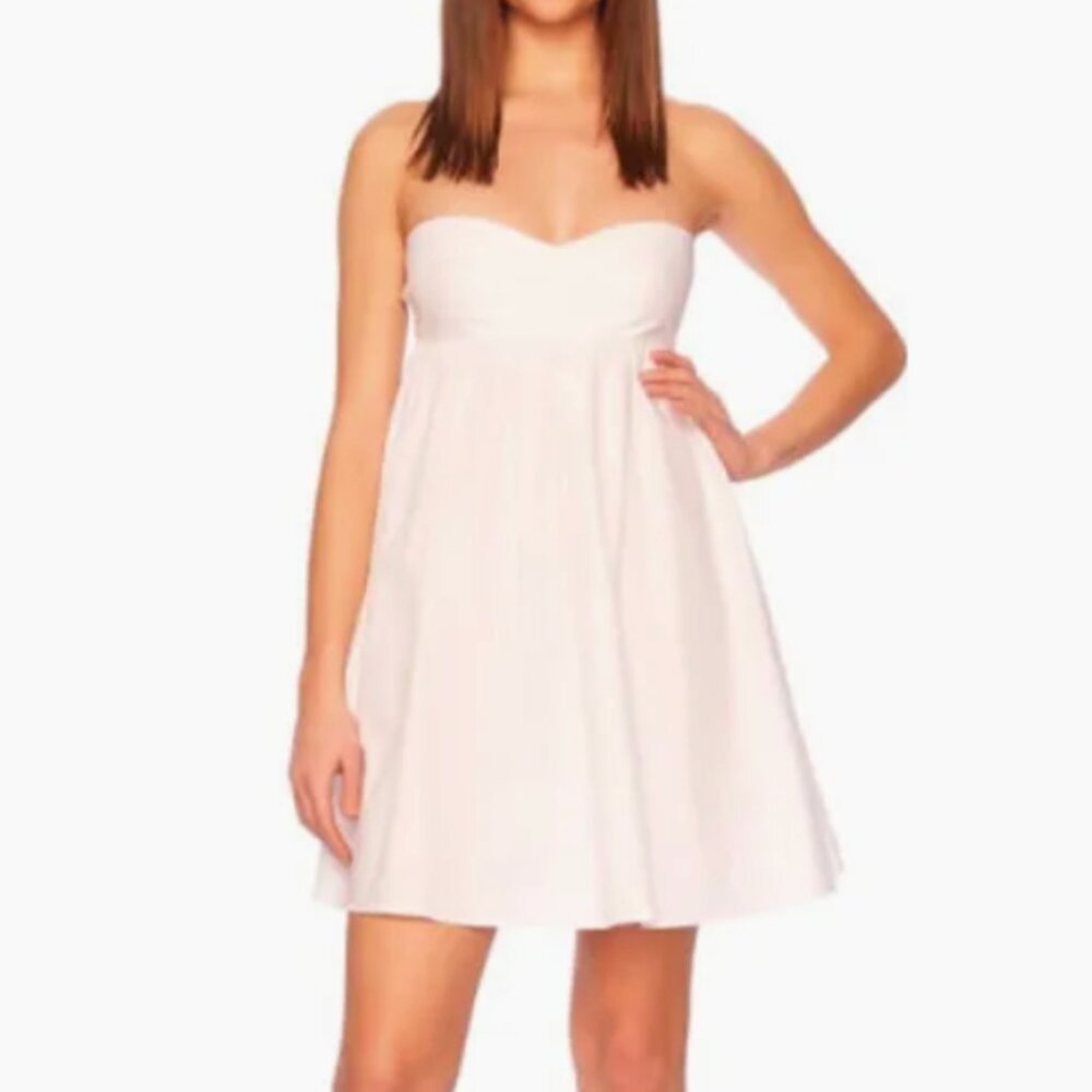 NWT Susana Monaco Strapless Cotton Poplin Babydoll Minidress in Sugar SMALL